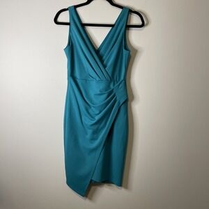 Guess Sheath Dress Women 2 Teal Faux Wrap Cocktail Party NWT